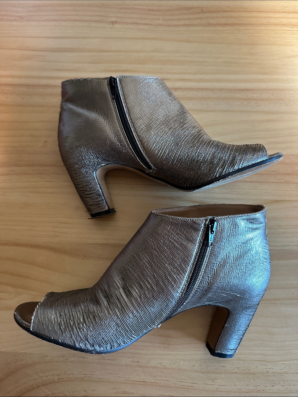 Maison Martin Margiela Metallic Silver Peep-Toe Ankle Booties